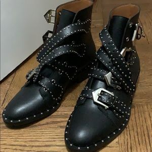 Black studded combat boots